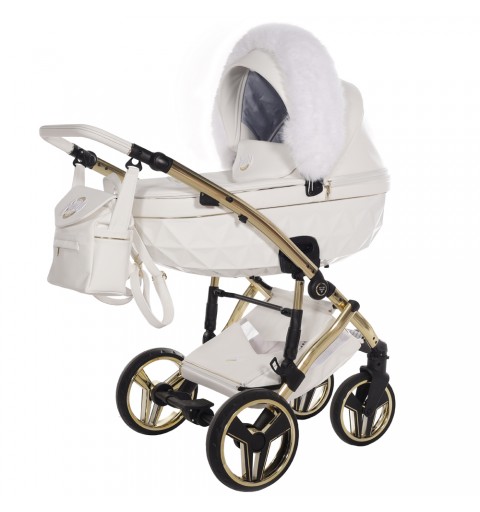 Junama Candy 2024 - wózek wielofunkcyjny, zestaw 2w1 z opcją 3w1 i 4w1 | 02 White